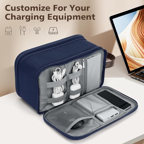Image of Wedama Toiletry Bag for Men, Large Hanging Travel Toiletry Bag, Extra Electronic Organizer Bag Waterproof Shaving Bag for Toiletries with PU Handle for Travel Business Trips Swim Camping, Blue