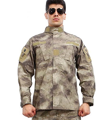 New Series Camouflage Suit Combat BDU Uniform Military Uniform BDU Hunting Suit Wargame Paintball Coat+Pants 6 Colors (Ruins Gray Camo, S)