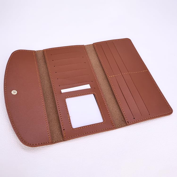 Slim Wallet for Women, RFID Blocking Ultra Thin Bifold Credit Card Holder, Long Fashion Wallet Gift for Mother's Day Thanksgiving (Dark brown)4