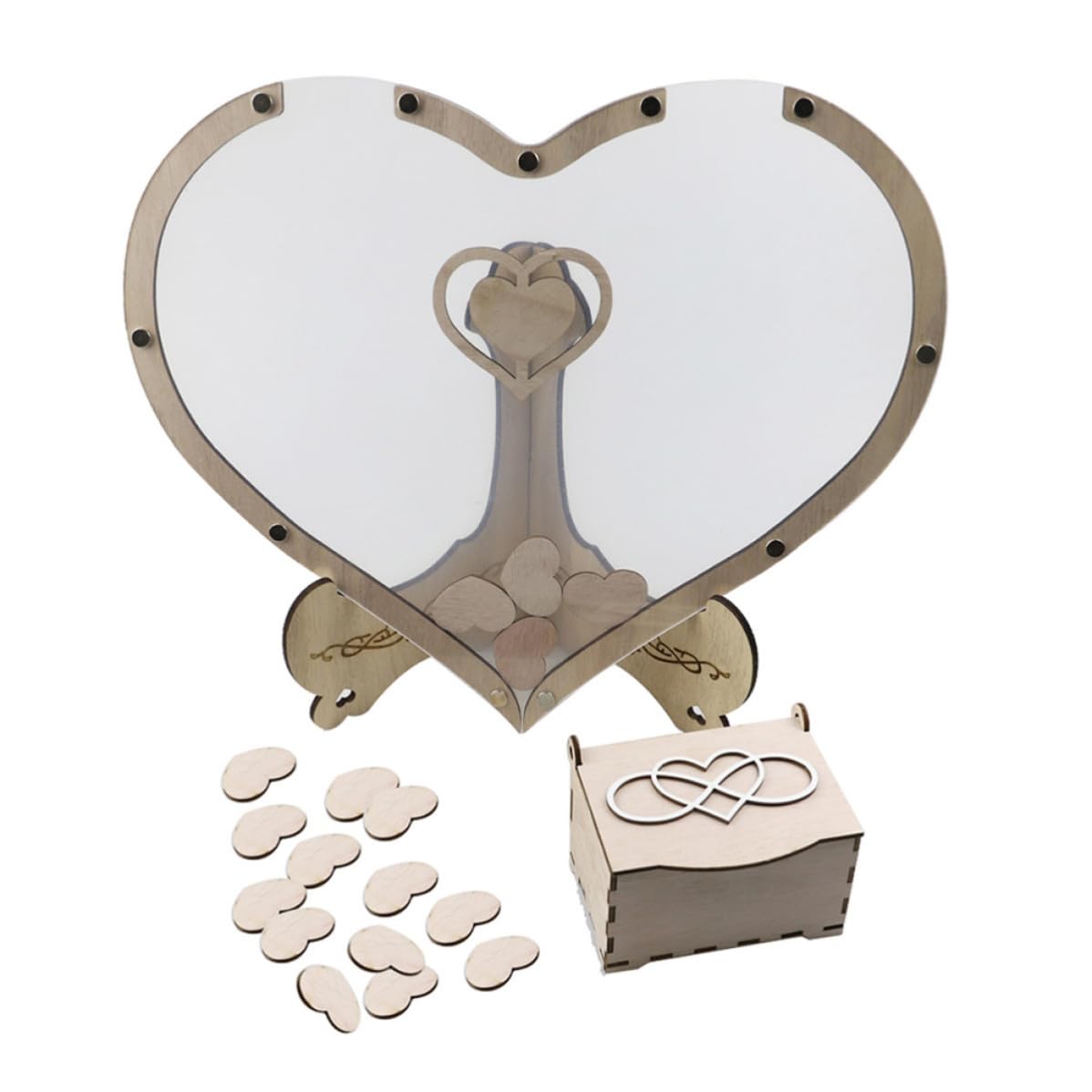 IMIKEYA Libro de Visitas de Madera en Forma de Corazón para Bodas