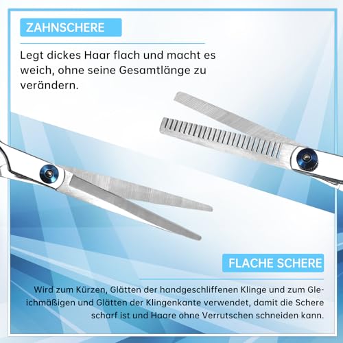 IKKAB Friseurschere Set 15-teilig, 6.7 Zoll Haarschneideschere & Effilierschere Profi für Damen, Herren, Kinder, Inkl. Schere Haare Schneiden, Bartscherschere, Frisörumhang & Zubehör