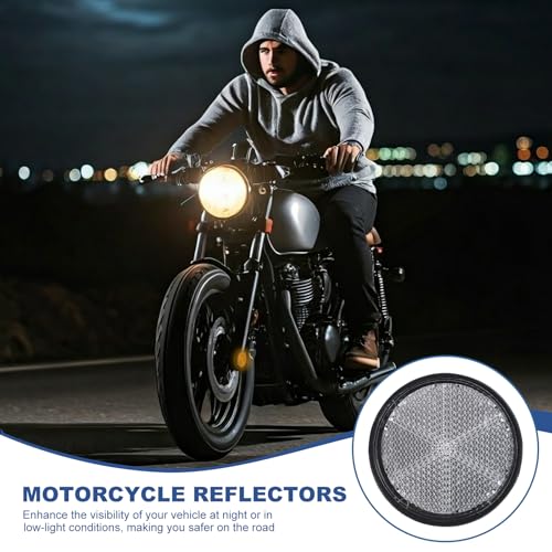 Image of PATIKIL Round Rear Reflectors, 10 Pcs Safety Reflective Warning Reflector Plastic Universal Motorcycle Reflector with M6 Screw Mount for Car Motorcycle Trailer Bike Bicycles Dirt, White