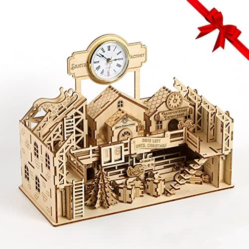 UGUTER 3D Wooden Puzzle Santa's Workshop House Model Kit DIY Home Decoration Stunning Easter Christmas Birthday Gifts for Adults and Teens (Santa’s Factory)