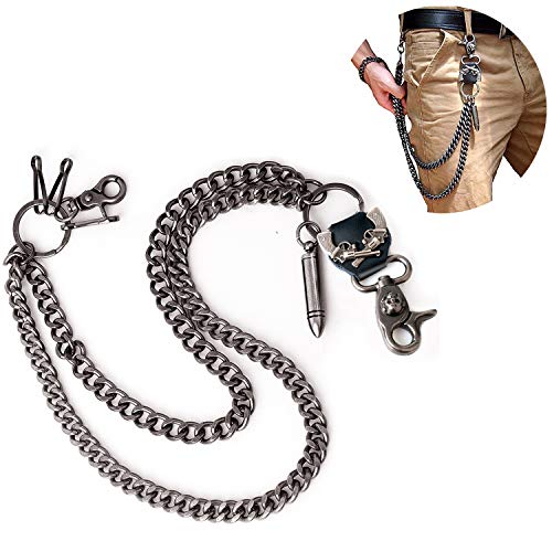 Wallet Chain For Men Biker Hip Hop Punk Skull Gun Bullets Strong Key Jeans Pant Chain Heavy Waist Chain(Bullet)
