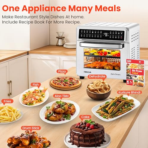Image of INALSA Air Fryer Oven With 23L Capacity|1700 W-16 Preset Programs |Digital Display and Touch Control| Rotisserie & Convection| 9 Accessories| Recipe Book|2 Year Warranty-Aero Smart23