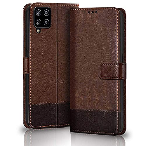 Image of TheGiftKart Flip Back Cover Case for Samsung Galaxy M42 5G | Dual-Color Leather Finish | Inbuilt Stand & Pockets | Wallet Style Flip Back Case Cover for Samsung M42 5G (Faux Leather, Brown & Coffee)