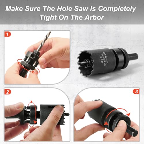 Image of 1-1 /2 Inch Hole Saw with 1 /2 inch Triangle Shank Quick Change Arbor, JTemgle Bi-Metal Hole Saw Heavy Duty Hole Cutting Tool for Cornhole Boards, Recessed Lights, Wood, Plastic, Drywall & Soft Metal