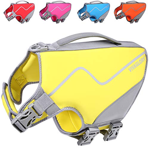 Vivaglory Life Jacket for Dogs, Comfortable Neoprene Dog Life Jacket with Superior Buoyancy