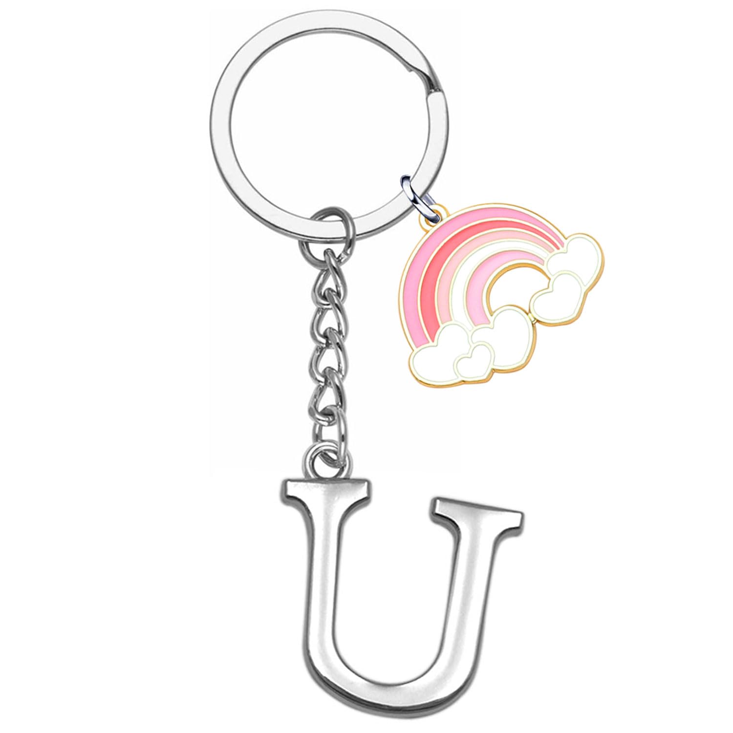 ZYMGUO Portachiavi Lettera Iniziale Ciondolo,Portachiavi Regalo Amici Sorelle Amica,argento A-Z 26 lettera iniziale ciondolo portachiavi - Regalo Donna Uomo Compleanno,Portafortuna Portachiavi