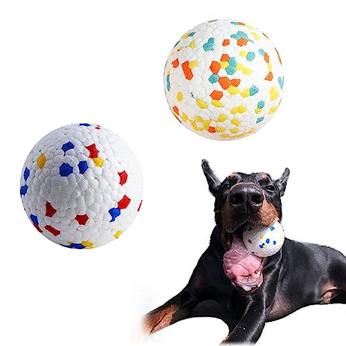 【Design unico】 Palline giocattolo per cani da 2,95 pollici, peso 65 g ciascuna, adatte a cani di taglia media o grande. Quasi bianco è più facile da individuare nel sottobosco o nell'erba e altri colori sulla superficie possono attirare l'attenzione del cane. Ha una struttura a grana che aiuta a pulire i denti del cane.