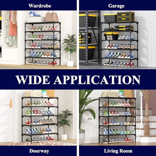 Kitsure Shoe Rack - Non-Woven Shoe Rack Shelf, Shoe Organizer for Closet, Entryway, Garage & Corridor, Stackable Shoe Shelves, 27.5" Wide - 5 Tier, Black