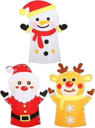 Totority 3 juegos de marionetas de mano de Navidad DIY para niños, juguetes educativos para niños, juguetes de desarrollo, marionetas de mano de la
