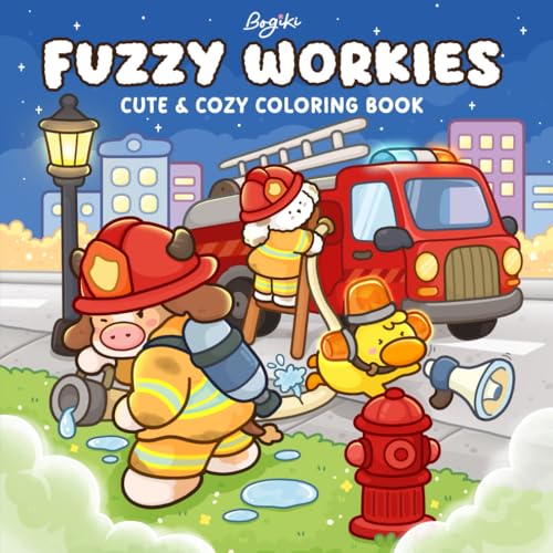 Fuzzy Workies: A Cozy Coloring Book for Adults and Teens Featuring Daily Scenes and Cute Animals at Their Jobs for Relaxation
