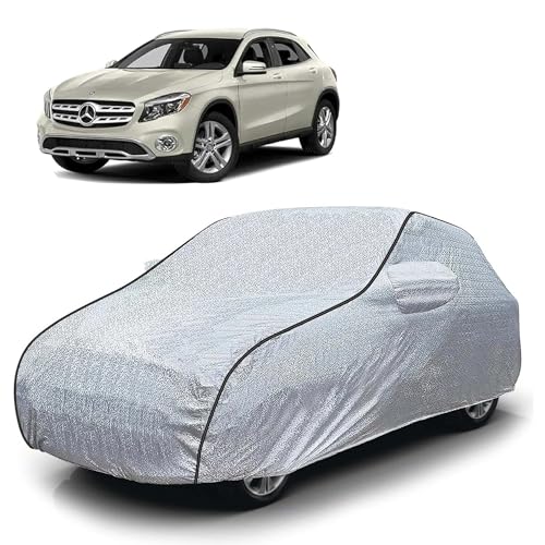 Image of Sulfar 100% Waterproof Car Body Cover Compatible with Mirror for Mercedes Benz GLA (Triple Stitched, Full Bottom Elastic, Magic Silver with Black Piping)