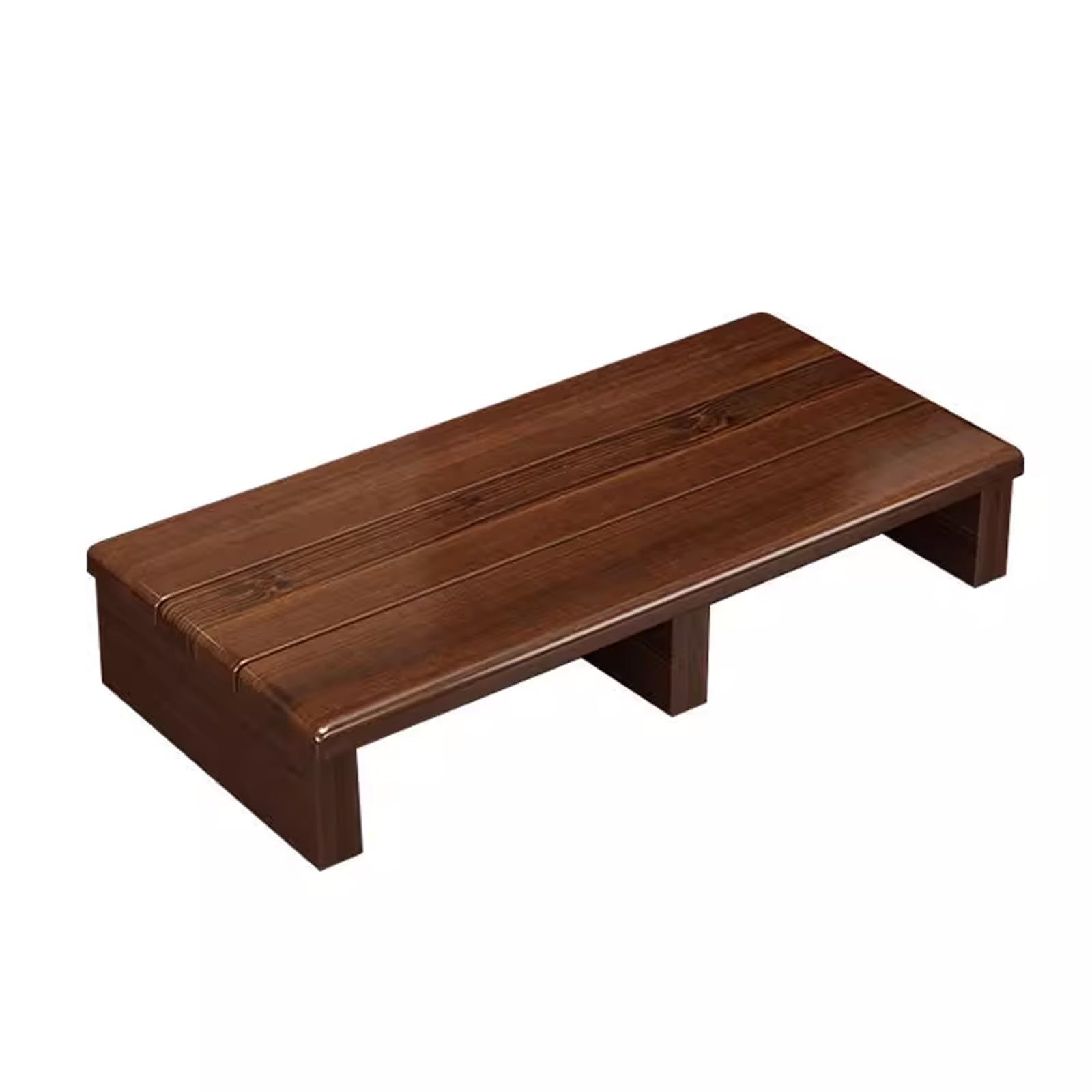 Solidny stołek z litego drewna z kątowymi żelowymi wzmocnieniami i antypoślizgowymi podkładkami, ekologiczny design kawowy kolor 90 x 30 x 15 cm idealny dla dzieci i dorosłych