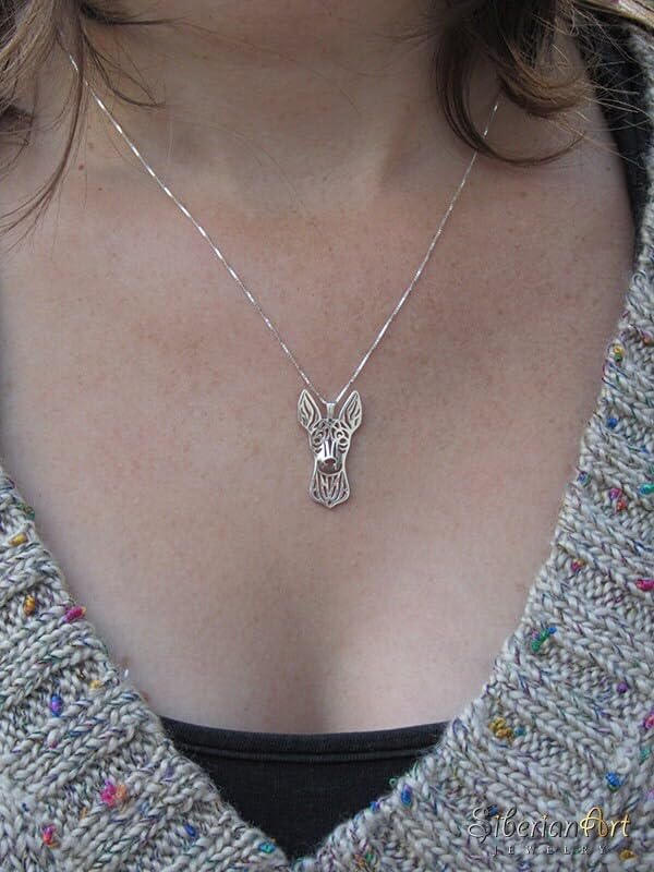 925 Sterling Silver English Toy Terrier Pendant Necklace Gift For Dog Lovers Dog Necklace Pet Jewelry Dog Memorial Dog Keepsake Dog Loss Show Dog Rare Personalized Animal Jewelry Birthday Gift For Her