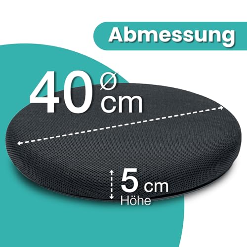ELONEO Drehkissen mit Gel für Autositz, Drehsitz für Senioren, Einstiegshilfe/Ausstiegshilfe, rutschfest, Belastbar bis 150 Kg, Für Auto, Sofa, Sessel, Stuhl (Ø 40, 1 STK.)