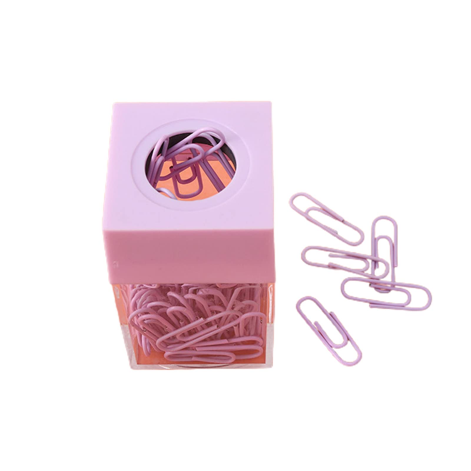 RAFGALDEX Paper Clip Dispenser Box with 18 Pieces Metal Paper Clips Ceative Paperclips Holder Square Clips Storage Box Holder