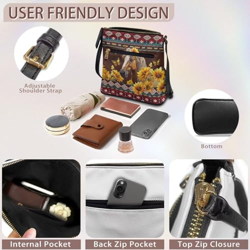 Image of Leather Purses for Women, Leather Hobo Bags for Women Travel Sling Purse Triple Zippered Pockets Shoulder Bag