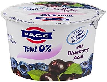 Fage Total Greek 0% Greek Yogurt, Blueberry Acai, 5.3 Ounce (Pack of 12)