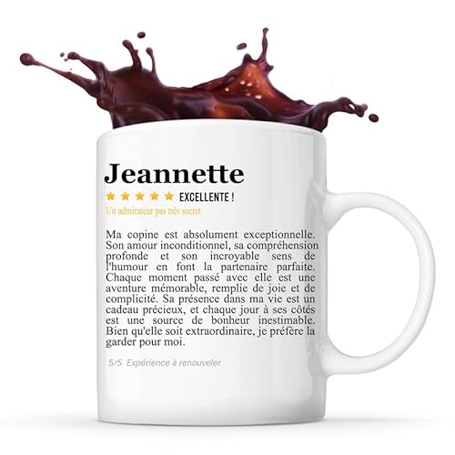 Mug Jeannette Avis copine recommandation copain | Tasse Couple Prénom Saint Valentin Cadeau Famille Anniversaire Noël