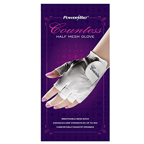 Guante golf mujer Powerbilt Countess medio dedo para días calurosos en el campo mano izquierda blanco 3