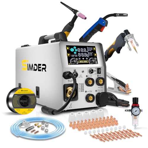 Image of SSIMDER MIG Welder Plasma Cutter Combo with 71Pcs Cut Consumables 110V 220V 160A Gas MIG /Flux Core /Spool /TIG /Stick /CUT 6 in 1 Multiprocess Welder Welding Machine for Home DIY Outdoor Industrial Use