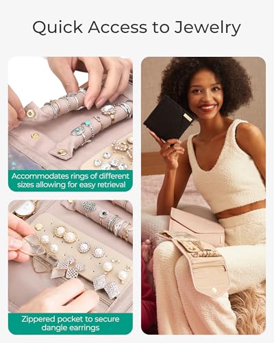 image for BAGSMART Travel Jewelry Organizer Roll Foldable Jewelry Case for Journ