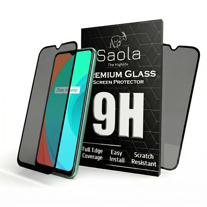 Image of Saola Ultra Privacy Smartphone Tempered Glass For Realme C11(Pack Of 1)With Free Installation Kit(In-Screen Fingerprint Lock Will Not Work With The Privacy Guard Because Of It'S Spy Coating)-6.5 Inch