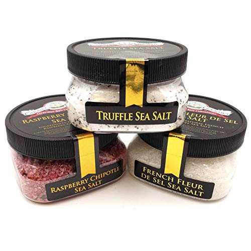 I Love You & Food Sea Salt Collection 3-Pack: Raspberry Chipotle, Black Truffle, Fleur de Sel - A Perfect Food Lover's Gift, Delicious, Unusual Sea Salt Infusions - Non-GMO, Gluten-Free, No MSG (12 to