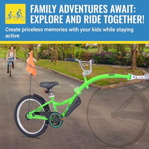 Image of KaZAM Co-Pilot Bike Trailer - 20 Inch Bike Trailer with Adjustable BMX Stem and Handlebar - Lightweight Aluminum Frame and Padded Saddle for Cycling - Perfect for Family Rides