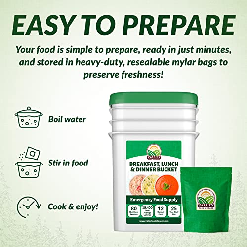 80 Serving Breakfast, Lunch & Dinner Bucket | Premium Emergency Food Supply | Survival Food 25 Year Shelf Life | Camping Food, Backpacking Meals, Prepper Supplies | Valley Food Storage Packaged in USA - Image 5