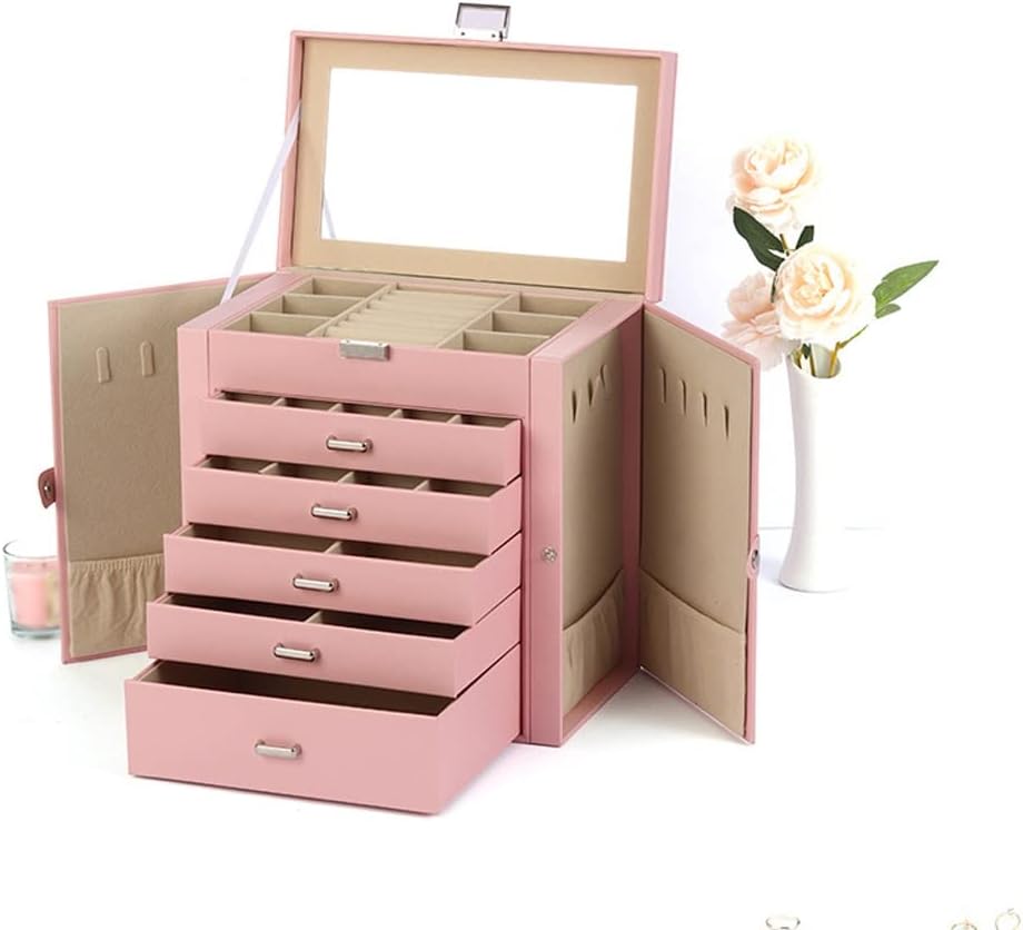 Jewelry Box Organizer Jewelry Box PU Princess Jewelry Five-Layer Storage Box Jewelry Box Jewelry Organizer Small (A 27x16x28cm)
