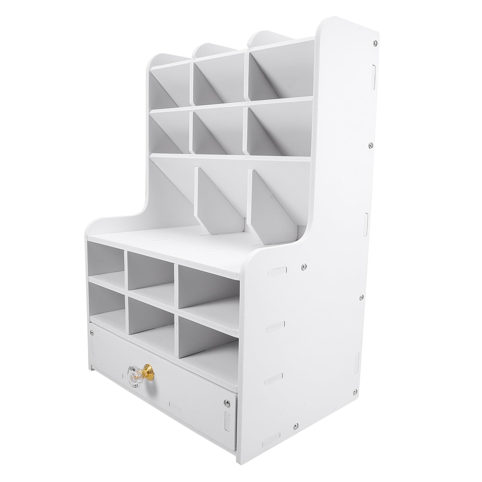NUOBESTY Porta Penne da Scrivania a Cassetto, Organizer Bianco in Pvc | Scomparti Multipli, Grande Capacità, Struttura Semplice per Scuola e Desktop, Facile da Assemblare