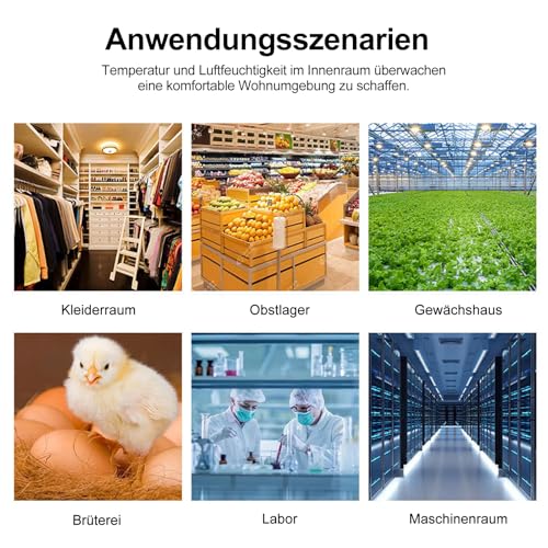 WLAN Thermometer Hygrometer Innen Digital mit App, WiFi Smart Temperatur und Luftfeuchtigkeitsmesser, Mini Raumthermometer, Arbeit mit der Tuya-App, kompatibel mit Alexa & Google Home