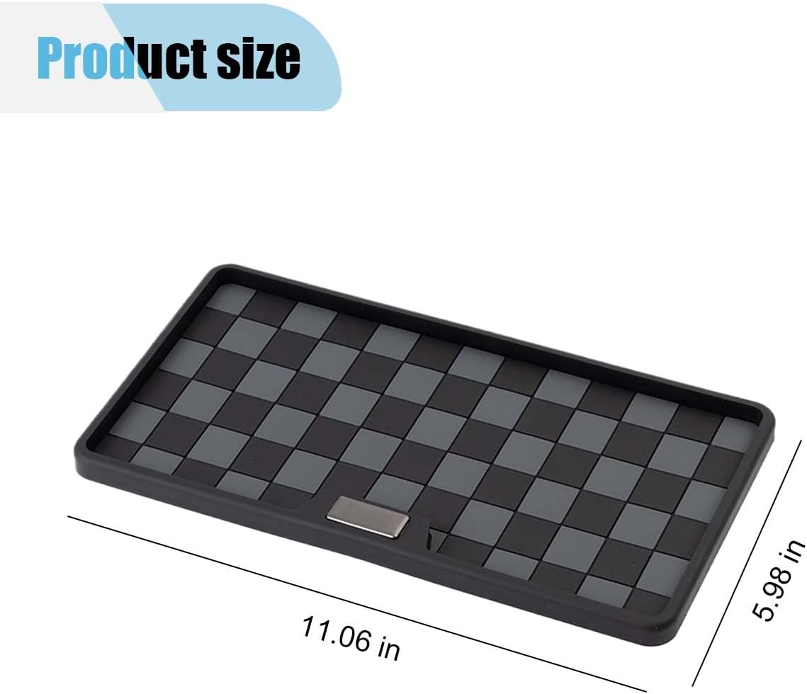 Car Dashboard Non Slip Mat, 11.06'' x 5.98'' Universal Grid Multi-Functional Sticky Adhesive Pad, Dash Sticky Gripping Mat for Cell Phones, Keys, Sunglasses, Electronic Devices, GPS (Black Gray)