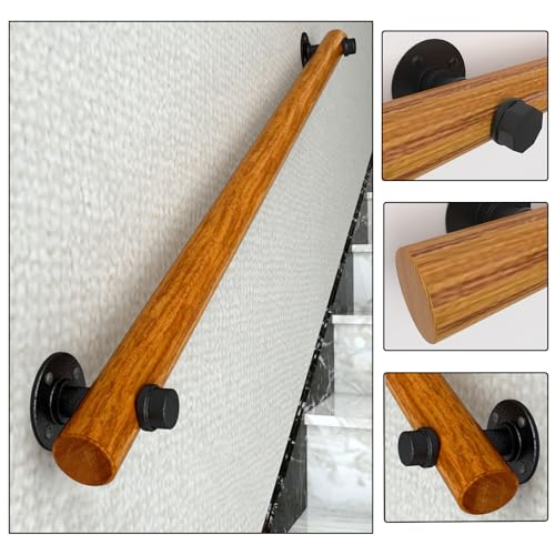Tige de support de rampe d'escalier ronde en bois massif - 5