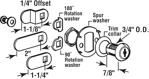 Miniatura 2 de Defender Security U 9943 (llave diferente) Cerradura de cajón y gabinete  Asegura archivos y cajones importantes, 78 pulgadas, acero inoxidable