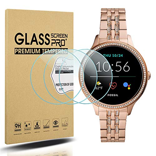 Suoman 3-Pack for New Fossil Women's Gen 5E 42mm Screen Protector, 2.5D 9H Hardness Tempered Glass Screen Protector for Fossil Women's Gen 5E 42mm Smartwatch