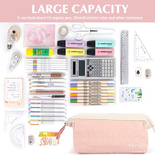 Image of MAMUNU Large Pencil Case Wide Opening - Big Capacity Pencil Pouch for Girls Boys - Portable Stationery Pen Bag for School Office College Teens Students Adults, Pink