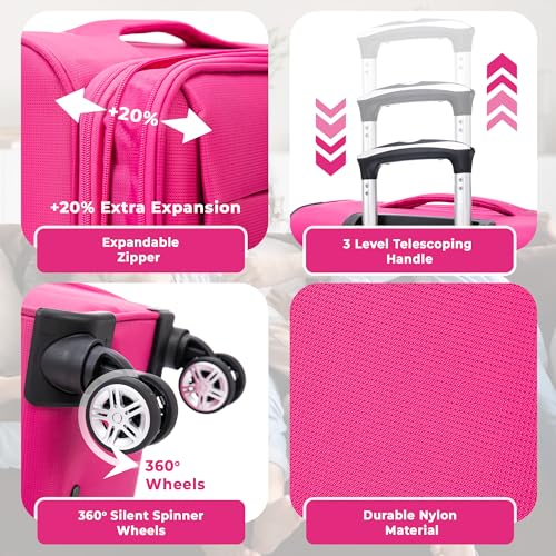Cabin Suitcase Carry Suitcase 20" Lightweight 4 Wheels Spinner 3-Digit Combination Lock Soft Shell Luggage Hand Luggage Flight Bag for EasyJet Ryanair Birtish Airways and All Other Airlines 55x35x20 - Image 5