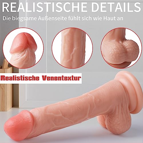 Origeros 19.5 CM Realistische Dildos mit Starker Saugnapf Silikon Dildos Penis Nachbildung mit Echten Venen und Prallen Hoden, Sexspielzeug für Frauen Männer Anal G-Punkt Vaginal Stimulation Dildo – Bild 4