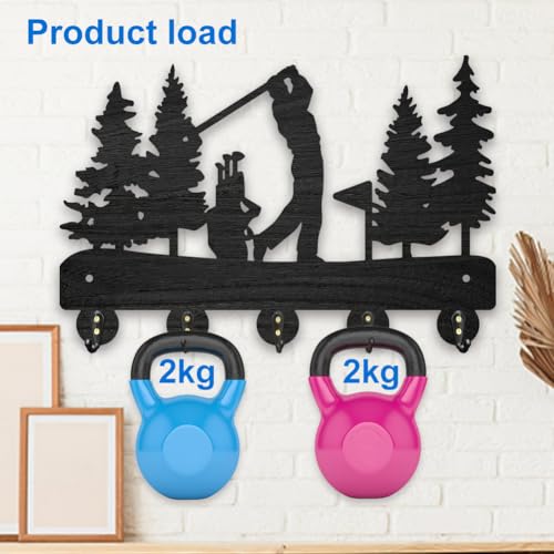 MAYJOYDIY Golf Tree Wall Key Holder, Wood, 30x20 cm, 5 Alloy Hooks, Sports Theme Design for Entryway Hallway Kitchen Bedroom Decor Gift - Image 4