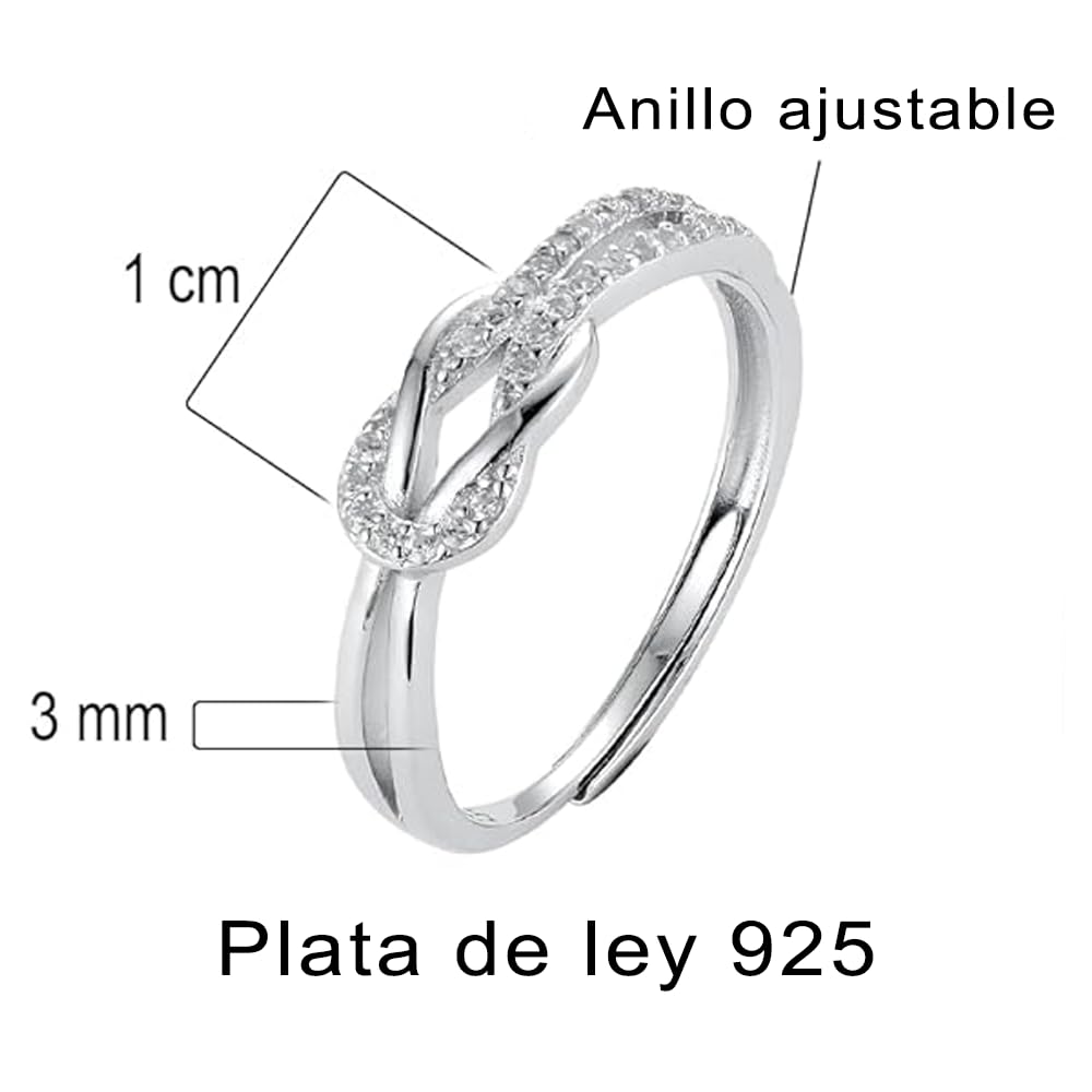 Bramart Anillo Nudo Mujer Sobrina anillo Sobrina en Plata de Ley 925 Idea Regalo sobrinas para ella Navidad Cumpleaños ajustable - Estuche con DEDICATORIA incluido