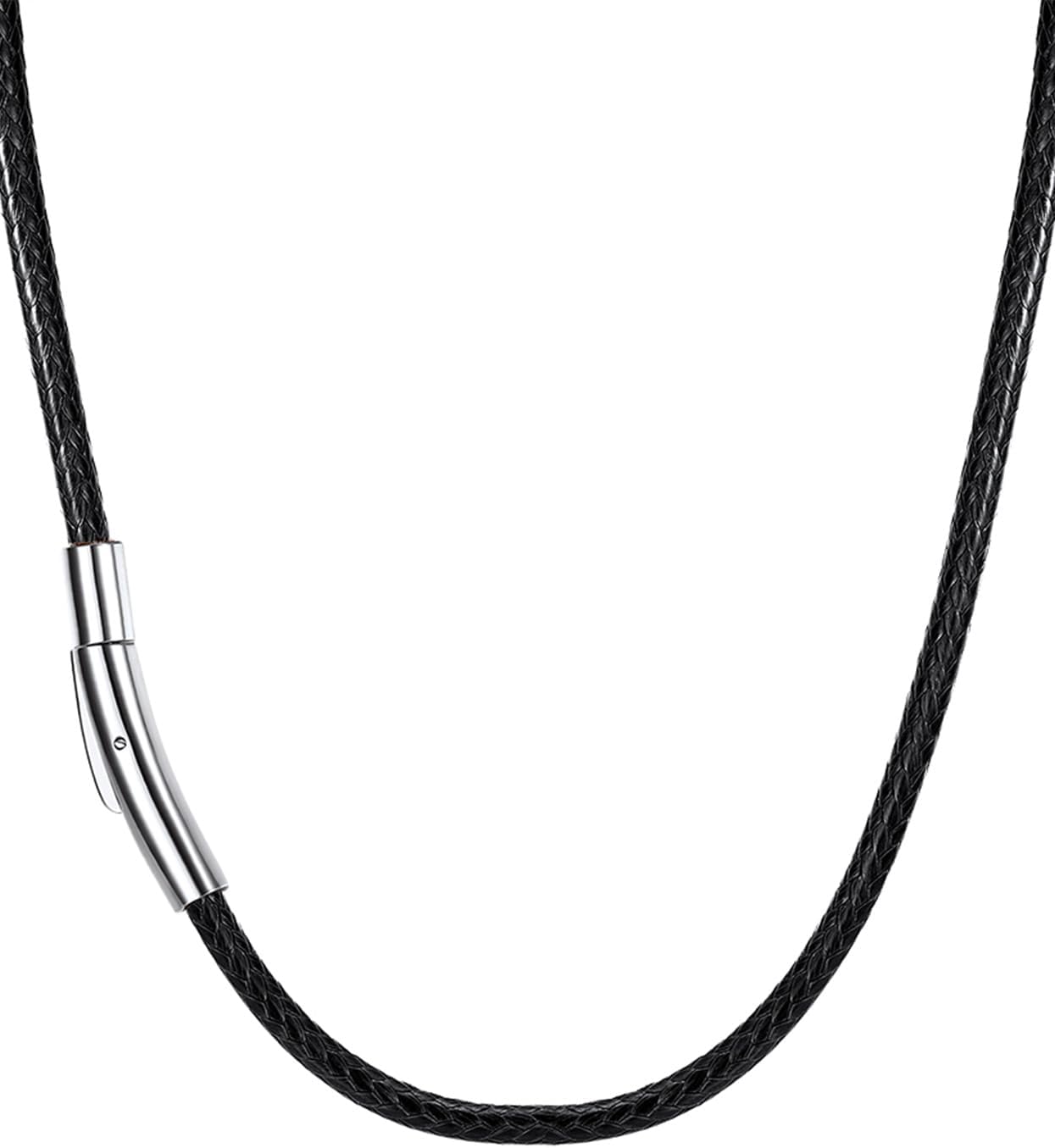 16 Inch Woven Wax Rope Choker Necklace for Pendant 3mm Wide Mens Womens Black Leather Jewelry