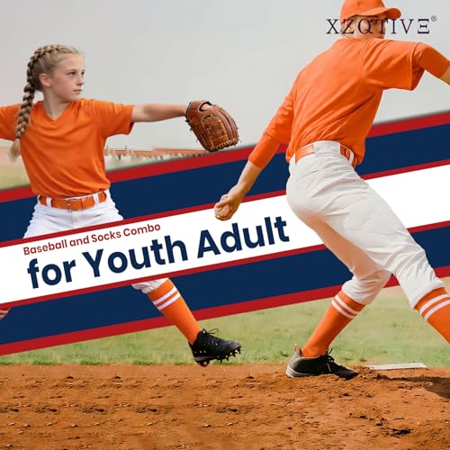 Image of XZQTIVE Baseball Softball Socks and Belt Combo Set Adjustable Softball Socks and Elastic Belt for Kids Youth Adult
