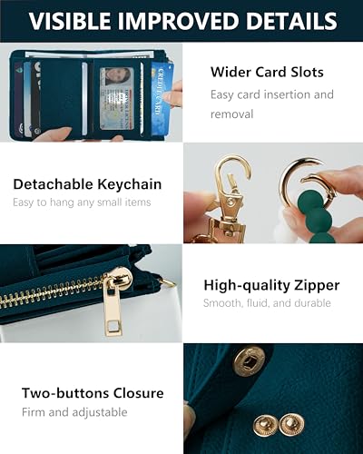 Image of Keychain Wallet Wristlet for Women,RFID Small Wallet | Wallet Wristlet with Zipper Coin Pocket,Vegan Leather Card Wallets for Women, 2 ID Window,Gift