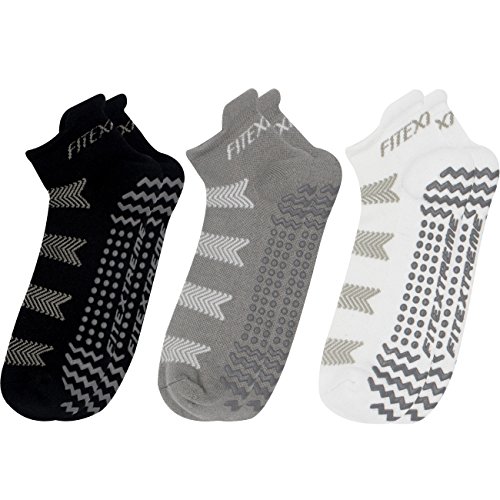 Fitextreme Men's Non-Slip Yoga Socks, Anti-Skid Pilates, Barre, Bikram Fitness Hospital Slipper Socks With Grips, 3 Pack Ankle Socks Mix #TOP5