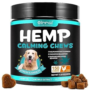 HUALIJIA Calming Treats For Dogs, 150 Count Hemp Calming Chews for Dogs – Reduce Stress Relief, Separation, Barking, Fireworks, Thunderstorms – 100% Natural Ingredients Dogs Calming Treats (Chicken)