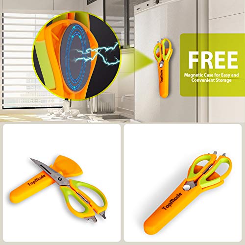 Kitchen Shears - Topmade Kitchen Scissors Heavy Duty Poultry Shear Multi-Purpose Stainless Steel Sharp Utility Food Scissor Wh Magnetic Sheath Detachable Cooking Shear For Chicken|Meat|Game|Bone|Herb #TOP6